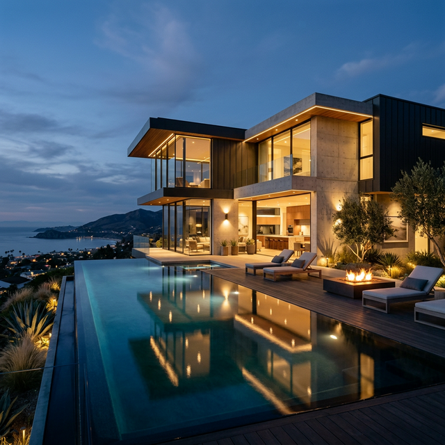 Luxury pool and modern home remodeling by Bluevibe